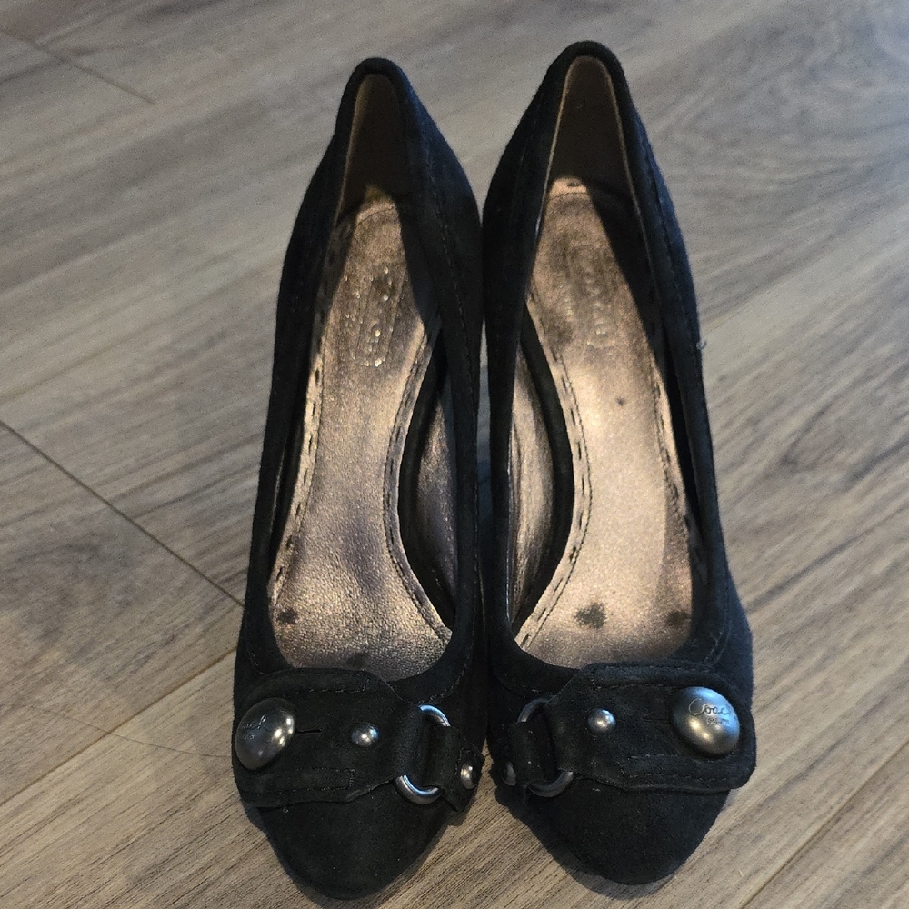 Coach Suede Laney Wedge Heels 6.5